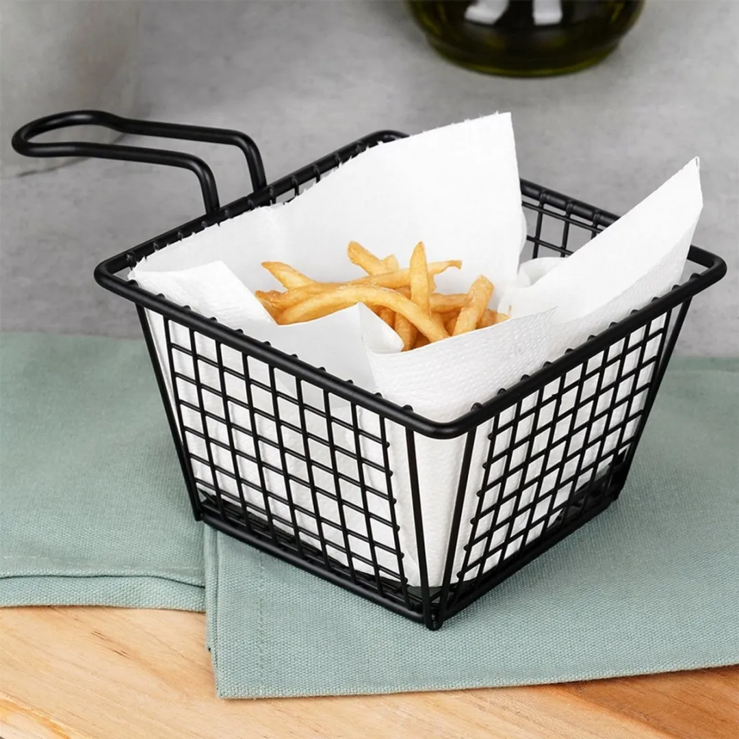 Excellent Houseware Frietmandje - Zwart 21x13x8,5cm