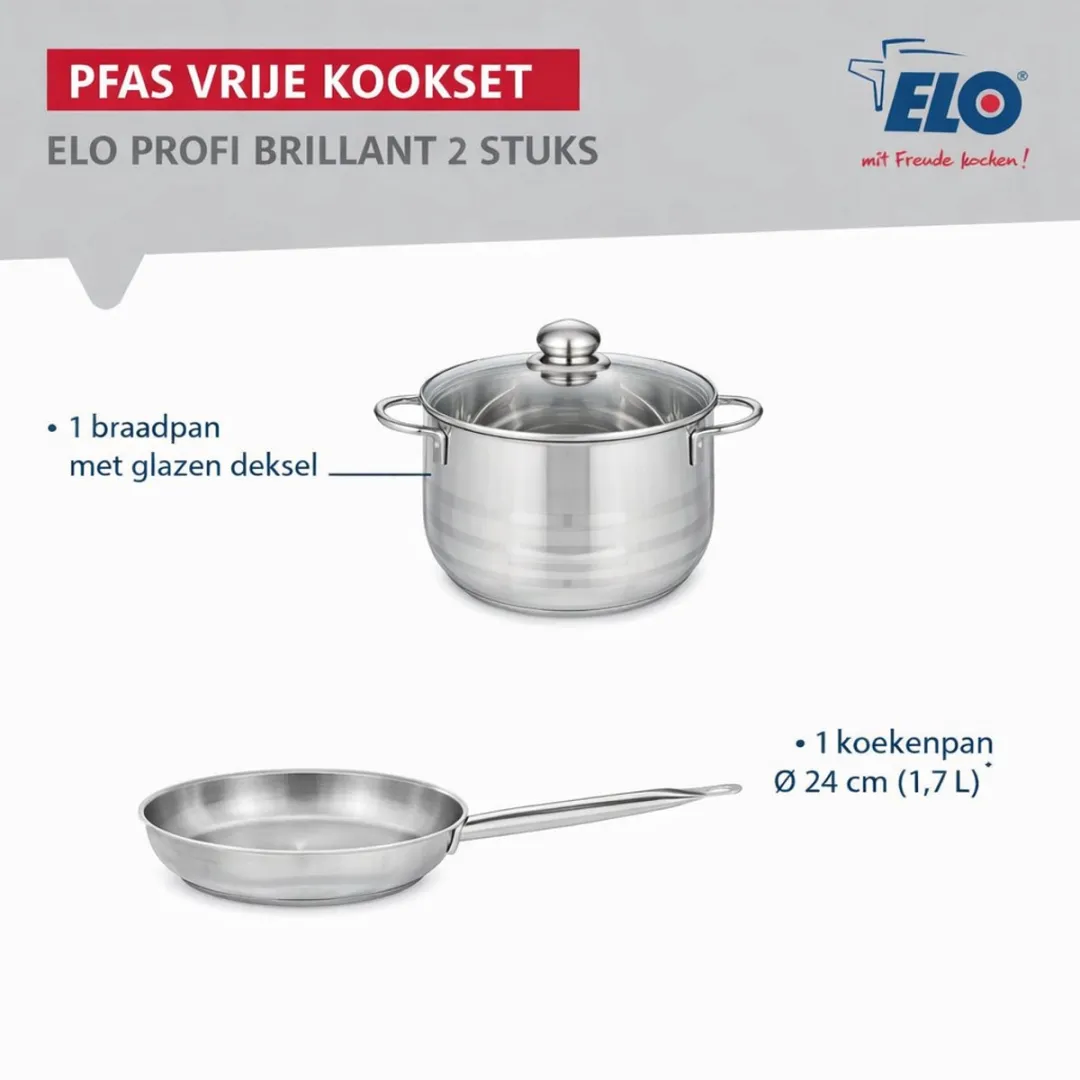 Fackelmann Elo Profi Brillant Keukengerei Set 2-delig 24cm - Roestvrij staal