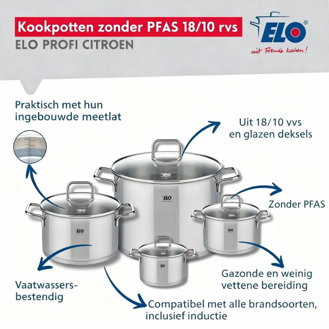 Fackelmann Elo Profi Keukenset 5-delig - 28/26/20/16/14cm Roestvrij staal - afbeelding 6 van 6