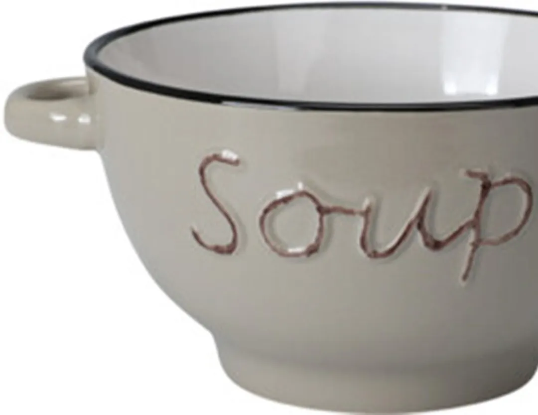Excellent Houseware Soepkommen Gres - 4 Stuks - Bruin