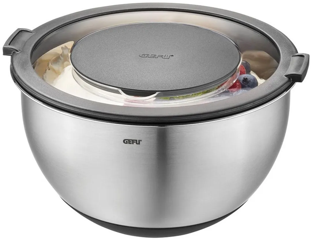 GEFU Muovo RVS Kommen Set 2 Stuks - Ø11cm - Zilver/Zwart