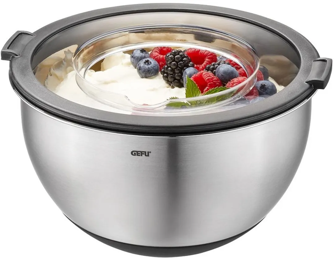 GEFU Muovo RVS Kommen Set 2 Stuks - Ø11cm - Zilver/Zwart