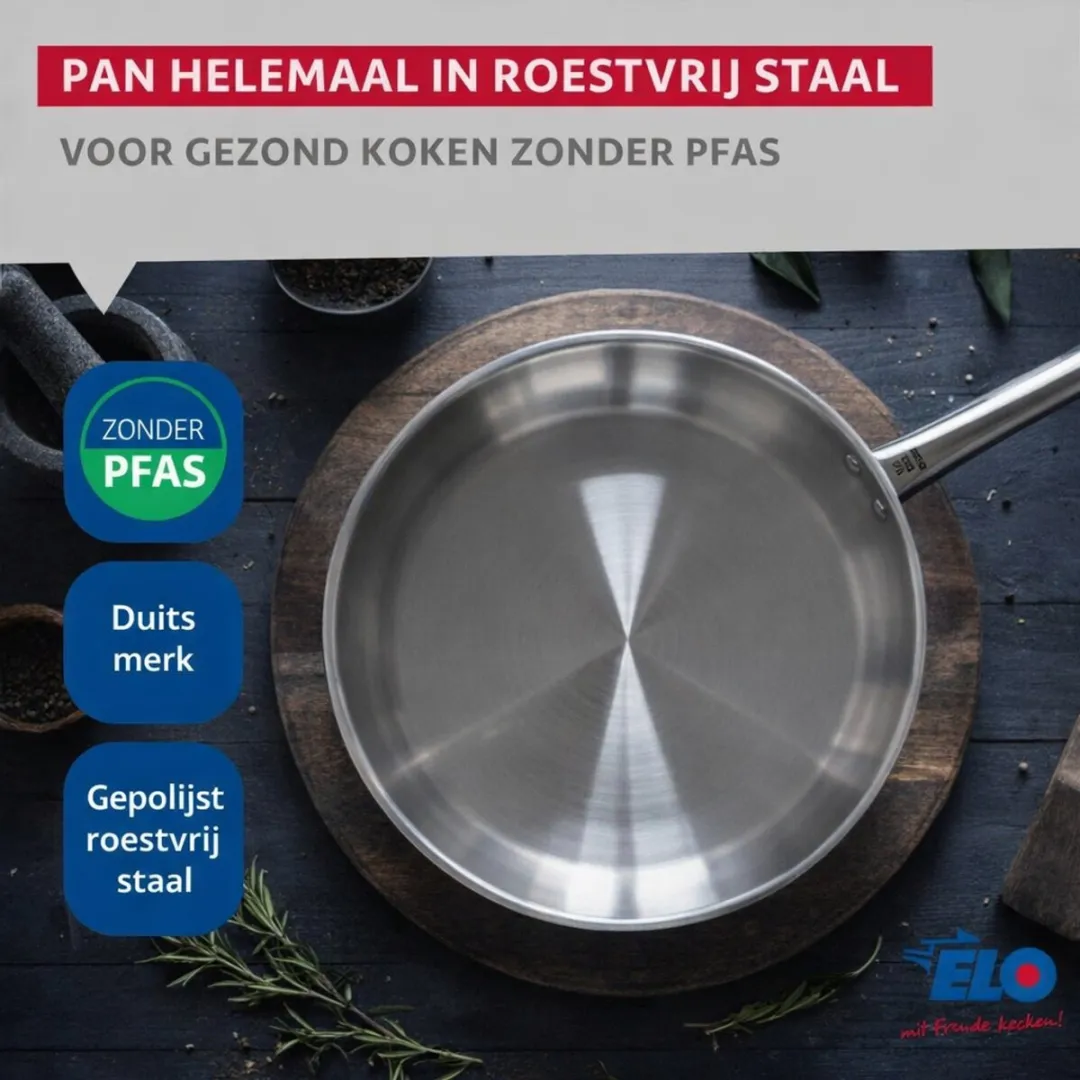 Fackelmann Elo Profi Keukengerei Set 3-delig - 28/32cm Bakpannen + 20cm Kookpan - Roestvrij staal