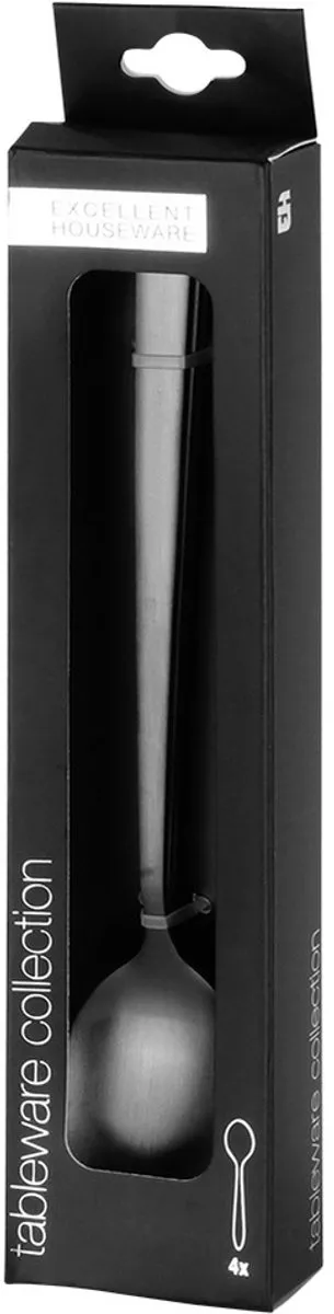 Excellent Houseware Dessertlepels 4 Stuks - 18cm - Zwart - afbeelding 6 van 6