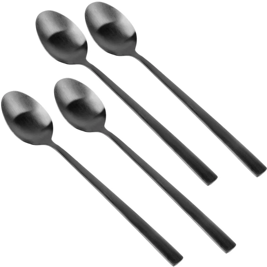 Excellent Houseware Dessertlepels 4 Stuks - 18cm - Zwart