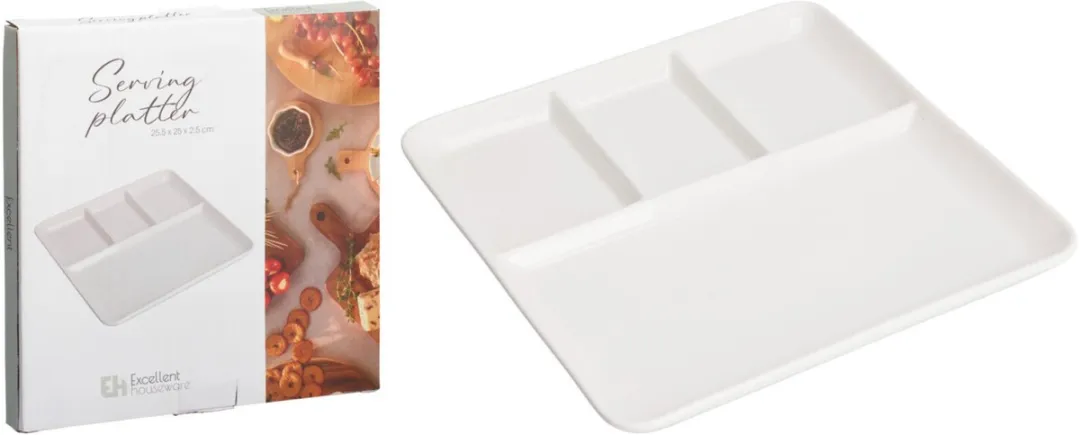 Excellent Houseware Tapas Serveerschaal - Wit - 25 cm
