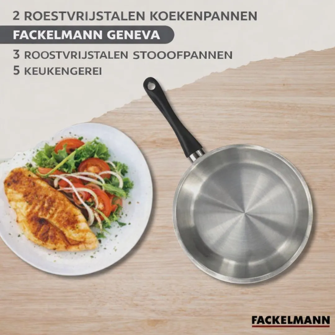 Fackelmann Geneva RVS Pannen & Kookpotten Set 20/28cm & 16/20/24cm - 5 Stuks