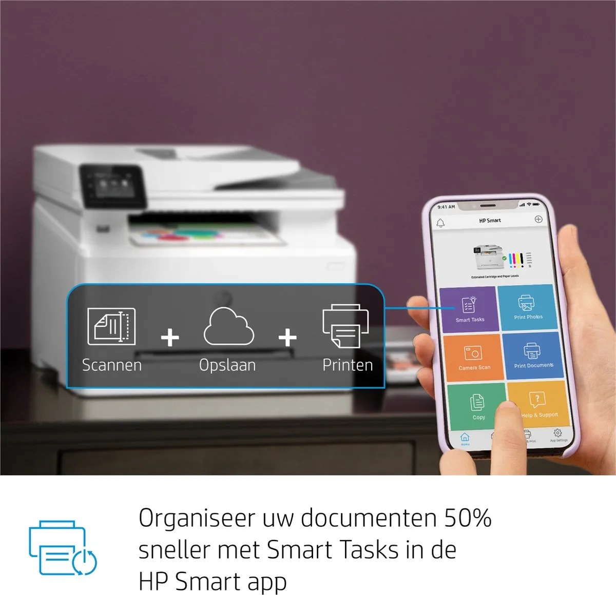 HP Color LaserJet Pro MFP M282nw 7KW72A#B19 - Laserprinter Wit - afbeelding 2 van 6