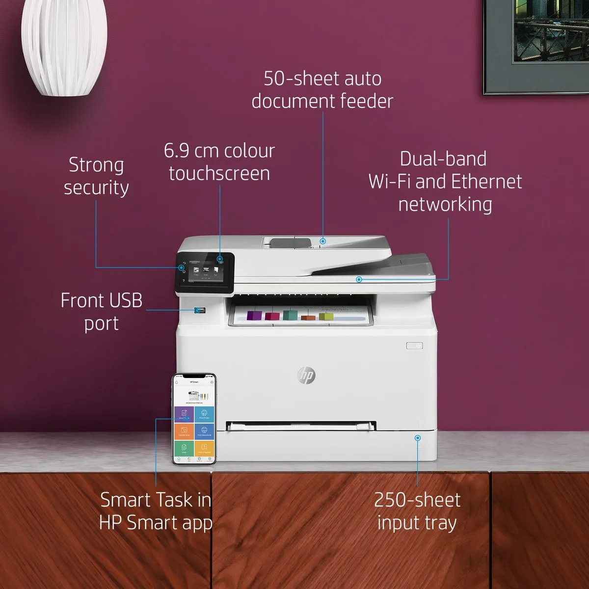 HP Color LaserJet Pro MFP M282nw 7KW72A#B19 - Laserprinter Wit - afbeelding 6 van 6