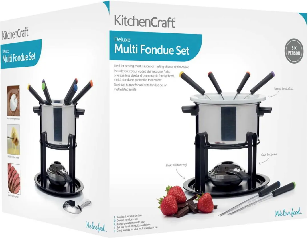 KitchenCraft 3-in-1 Fondueset KCFON3IN1 - Zilver