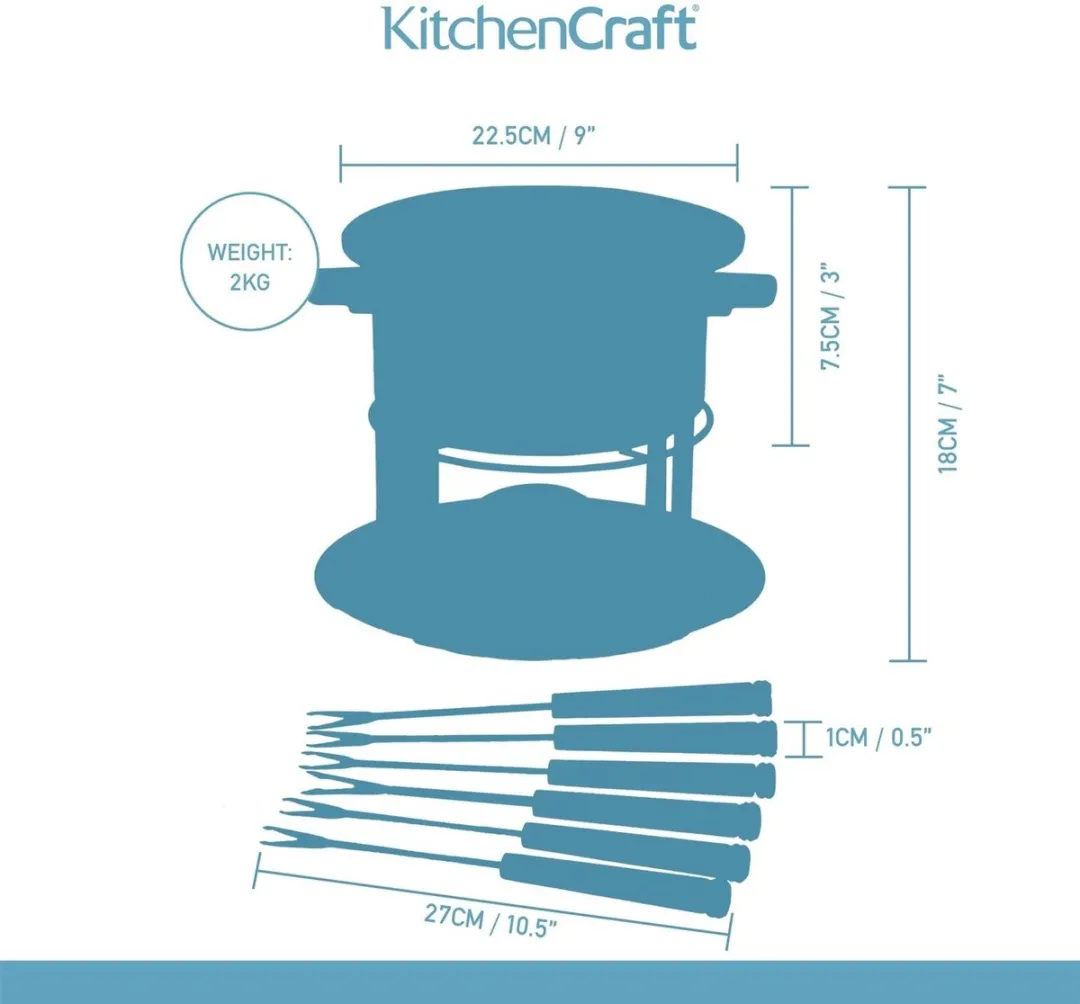 KitchenCraft 3-in-1 Fondueset KCFON3IN1 - Zilver