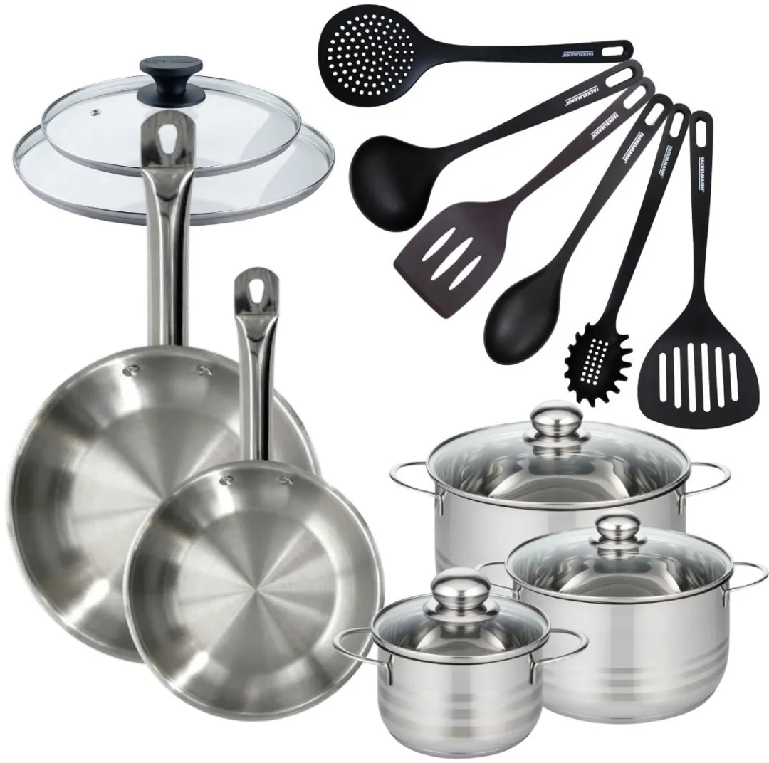 Fackelmann 9352950 Kookset - 2 Pannen 24/28cm + 3 Steelpannen 16/20/24cm - Roestvrij staal