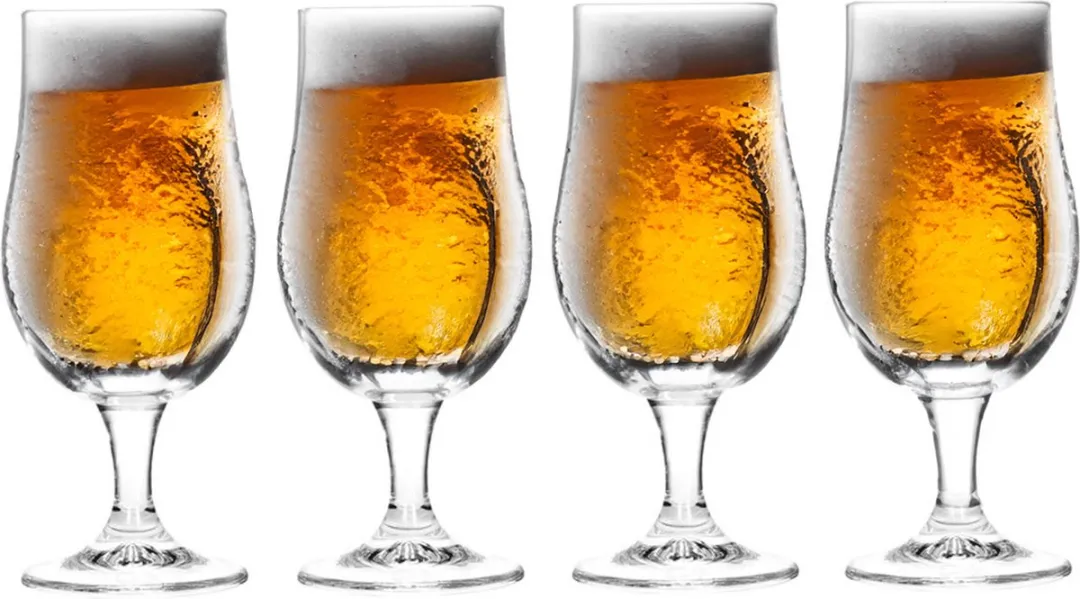Excellent Houseware Bierglazen op voet - 8 Stuks - 370ml