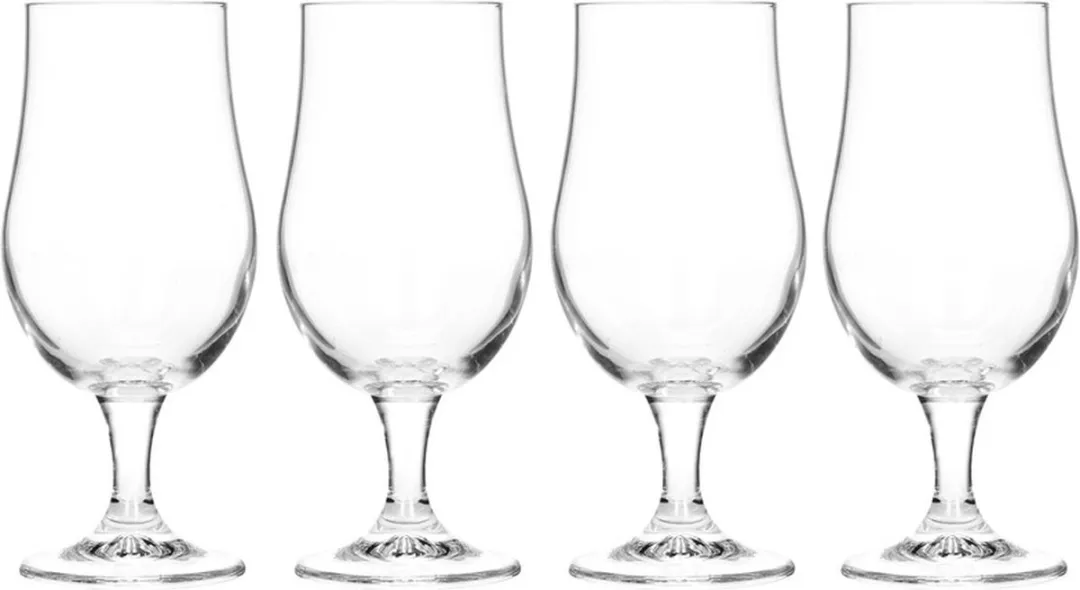 Excellent Houseware Bierglazen op voet - 8 Stuks - 370ml