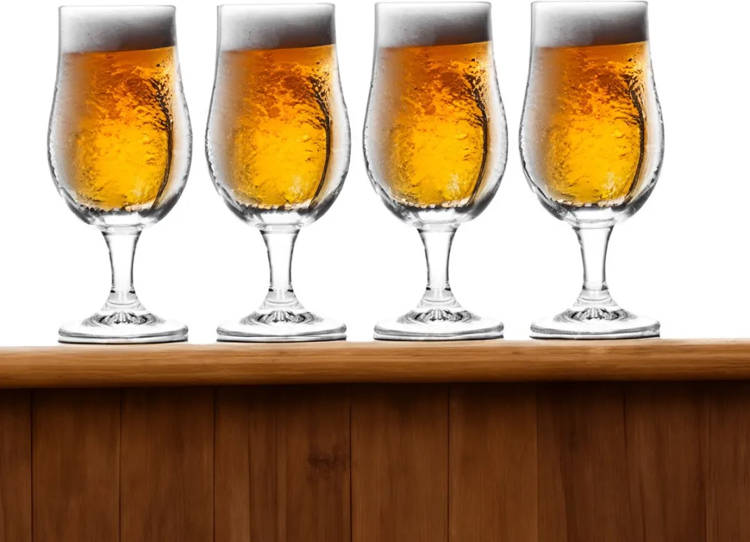 Excellent Houseware Bierglazen op voet - 8 Stuks - 370ml