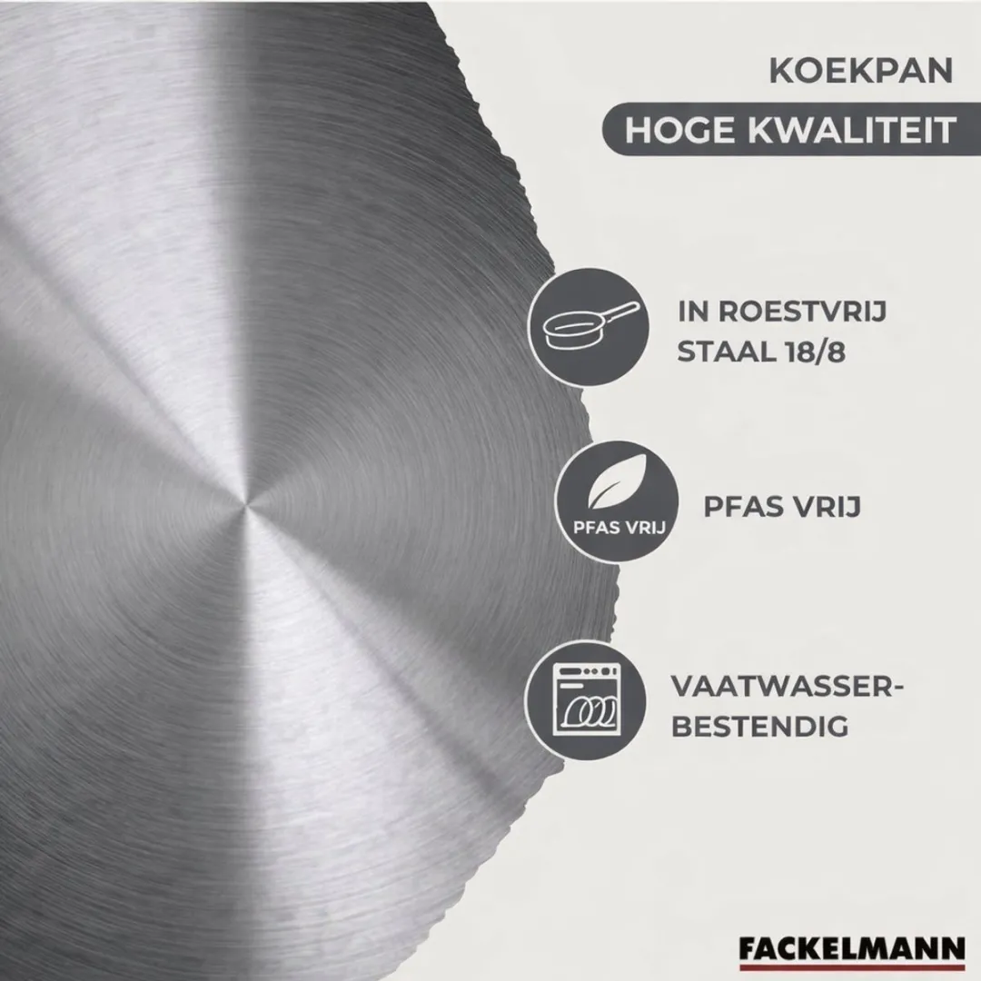 Fackelmann 9356550B88 Kookset - 5 Pannen + 6 Keukengerei - Roestvrij staal/Zwart