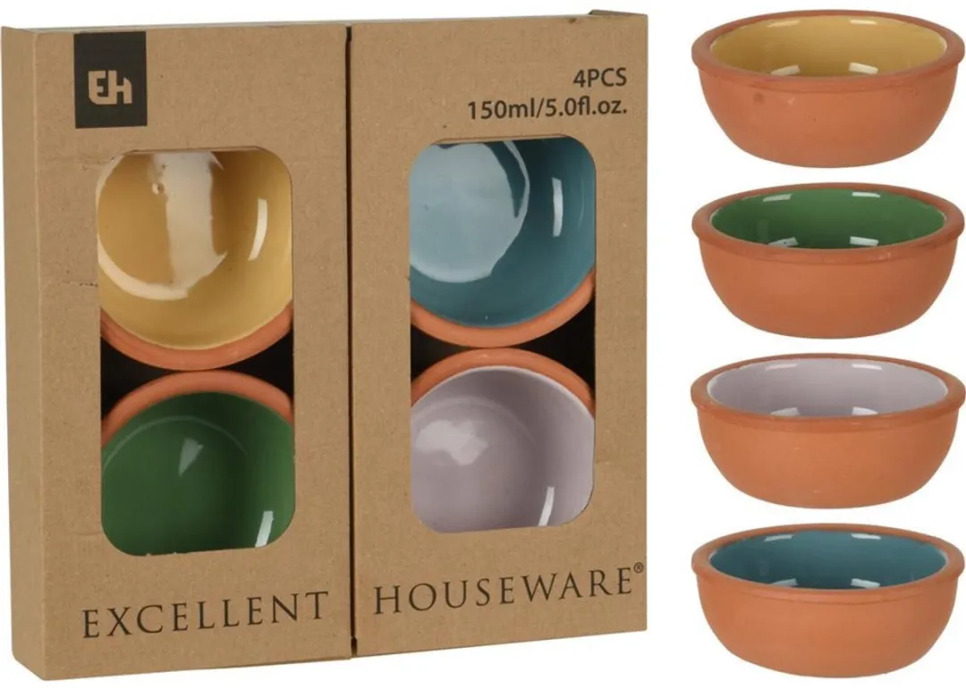 Excellent Houseware Tapas Schaaltjes 4x - 150ml - Terracotta