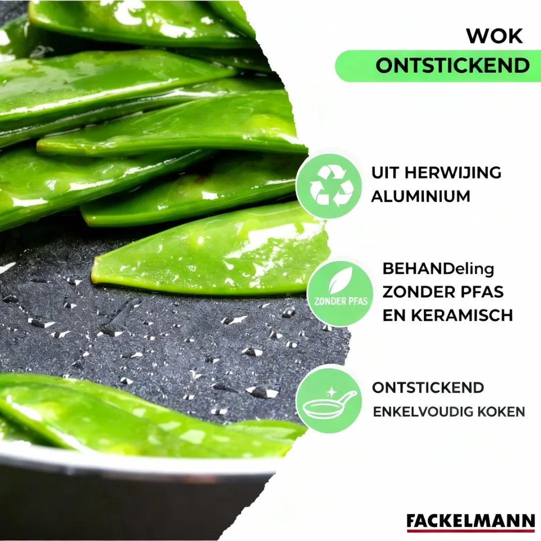 Fackelmann 688125 Wok 20cm - Inductie/Gas/Zwart-Groen - afbeelding 6 van 6