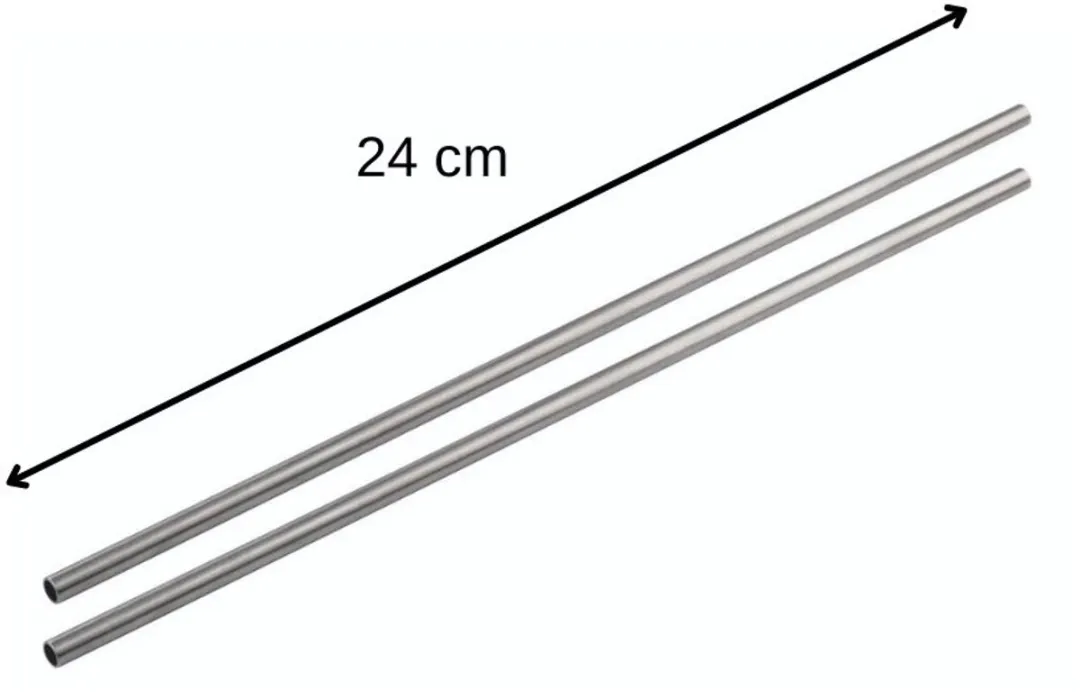 Fackelmann Herbruikbare Rietjes Set 4 Stuks - 24cm - Zilverkleurig