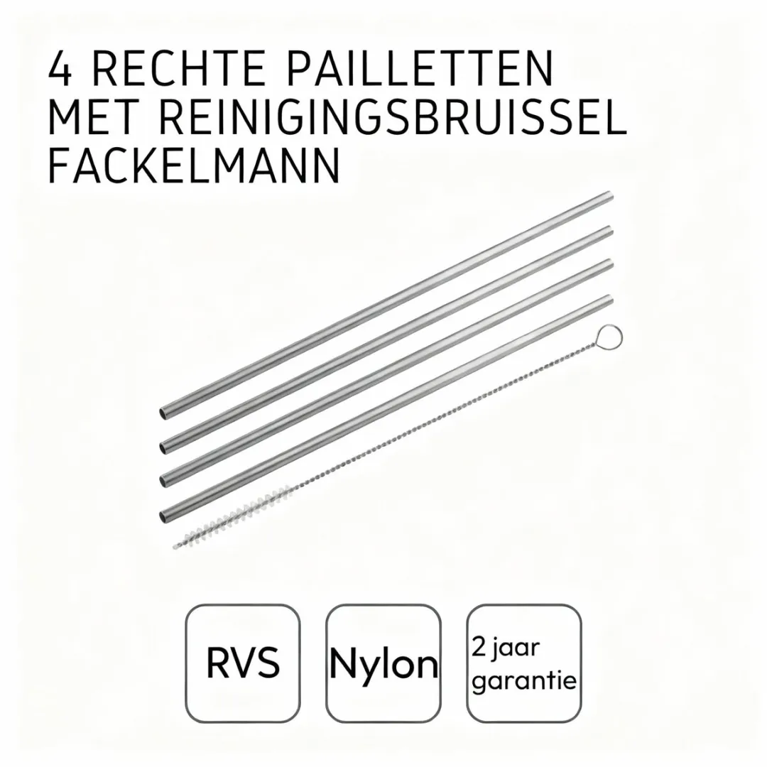 Fackelmann Herbruikbare Rietjes Set 4 Stuks