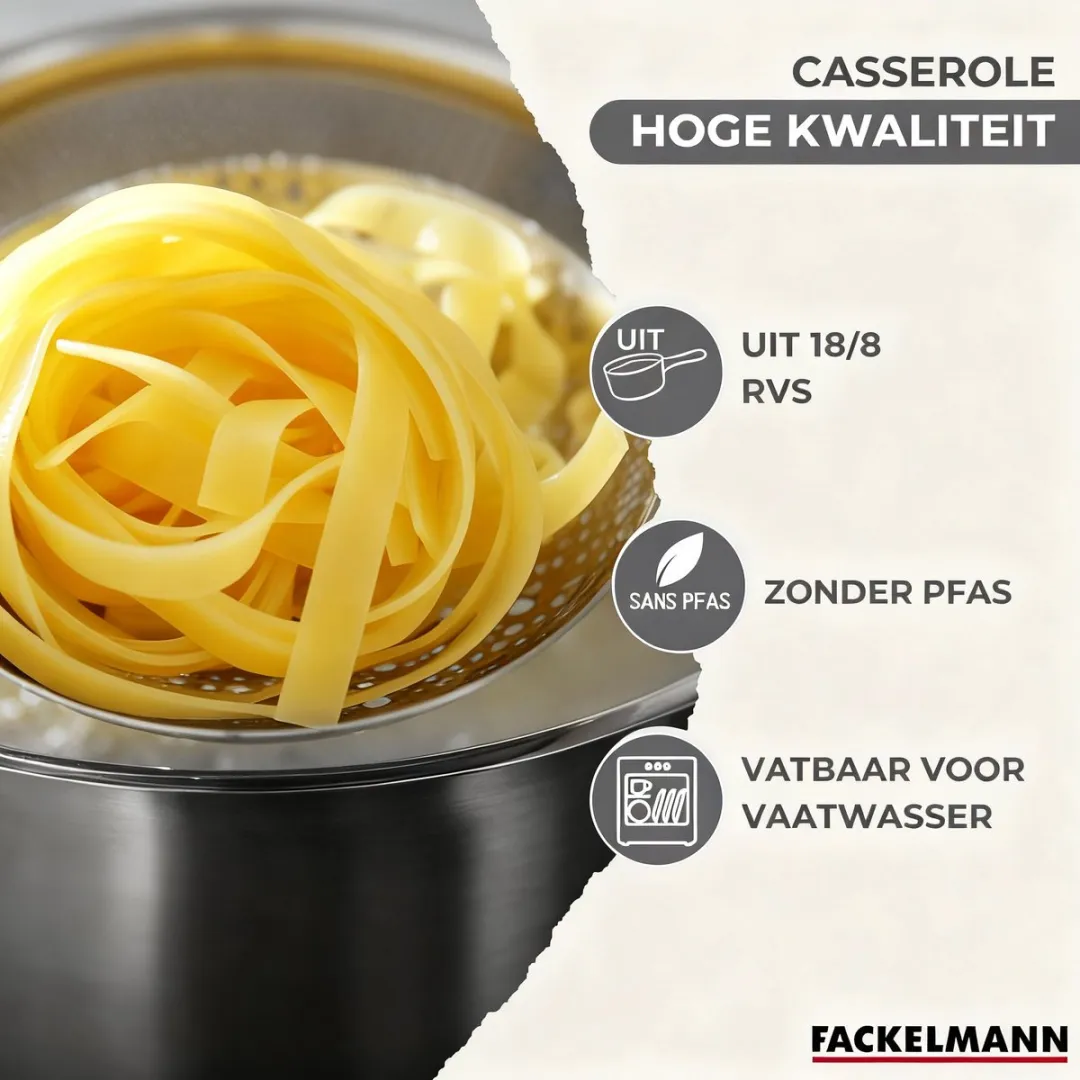 Fackelmann 9202850 Braad- en Steelpanset - 3+3 Stuks - Roestvrij staal