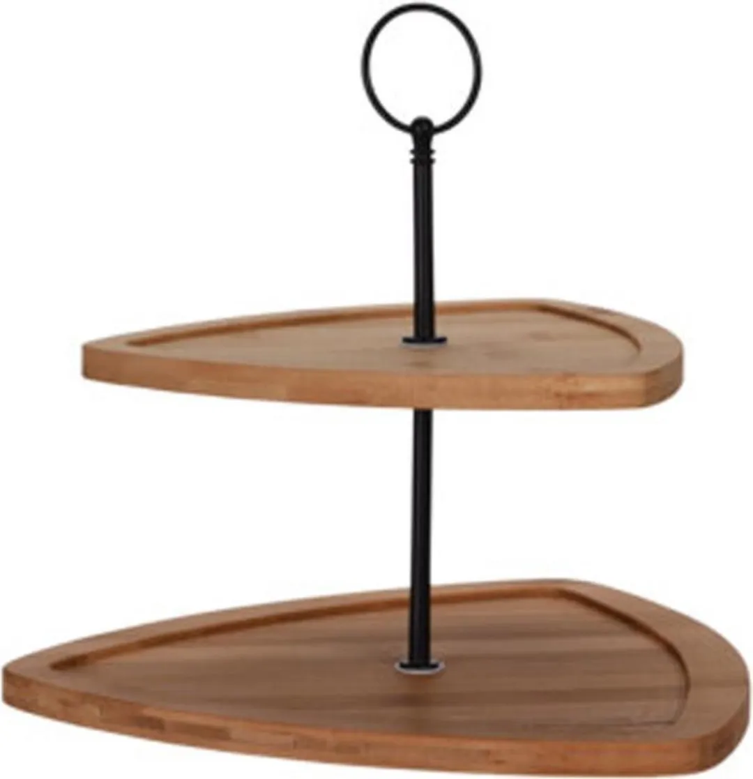 Excellent Houseware Madrid Etagere - 2 lagen - Hout - Ø25cm