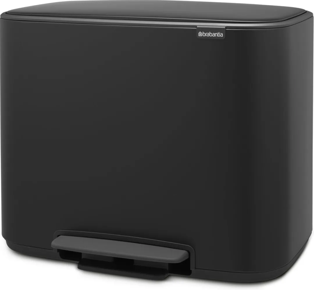Brabantia Bo Prullenbak 34L Matt Black - 2 Vakken