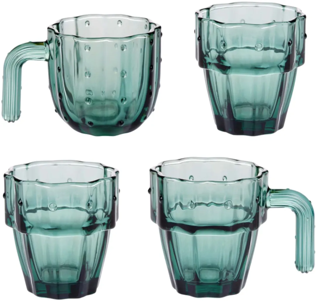 Alpina Cactusvormige Drinkglazen 240ml - 4 Stuks - Groen