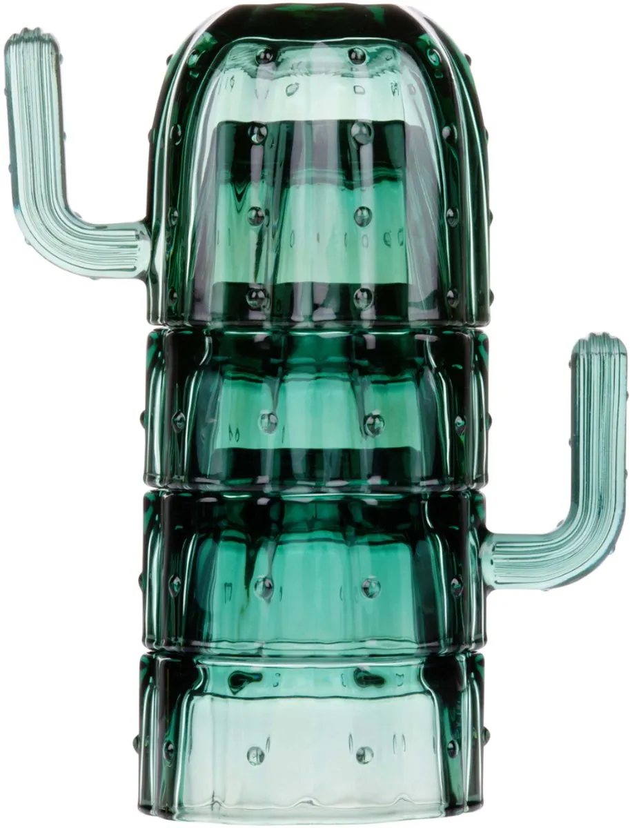 Alpina Cactusvormige Drinkglazen 240ml - 4 Stuks - Groen