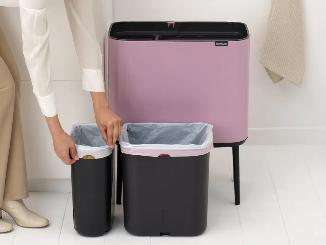 Brabantia Bo Touch Bin Prullenbak 34L - 2 Vakken Lilac Pink