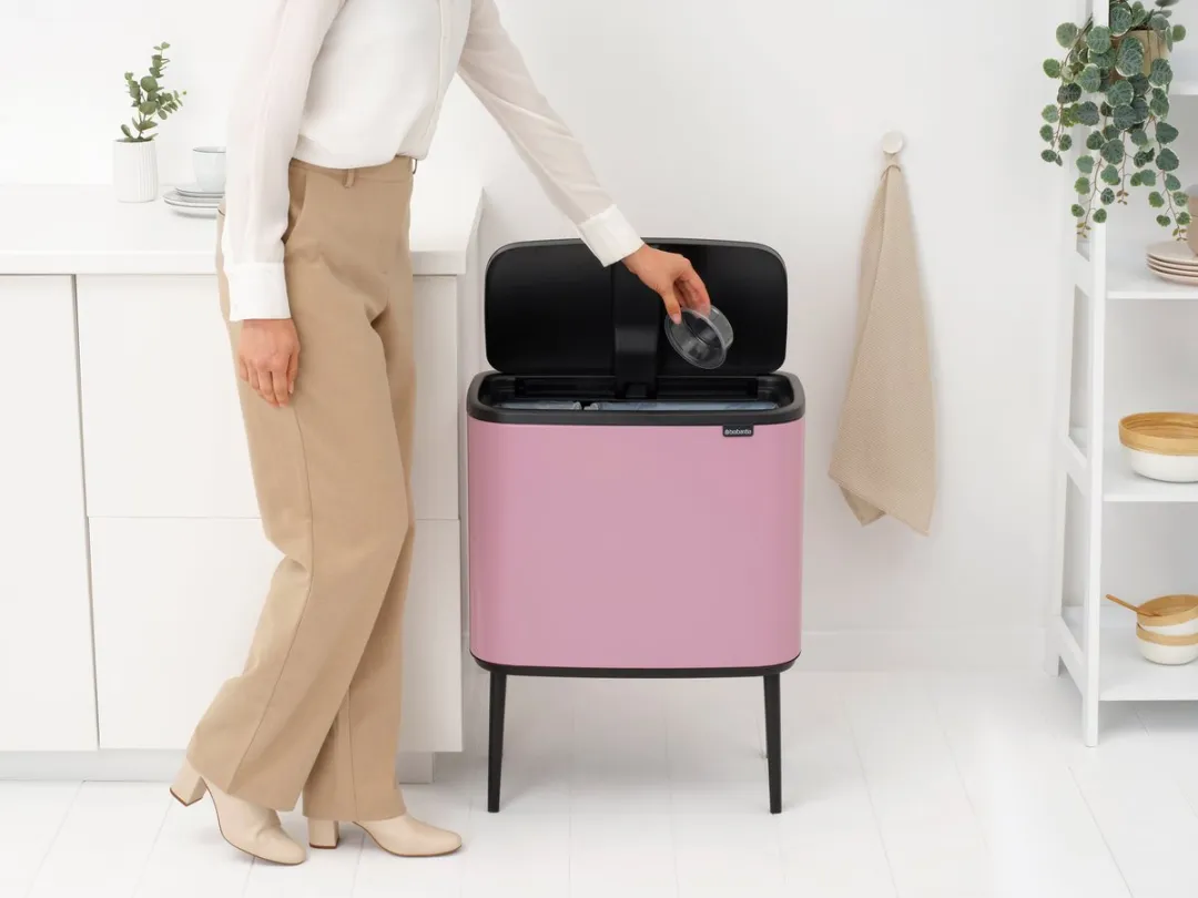 Brabantia Bo Touch Bin Prullenbak 34L - 2 Vakken Lilac Pink - afbeelding 6 van 6