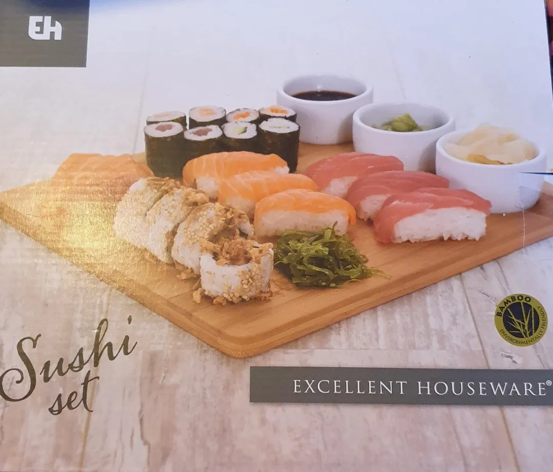 Excellent Houseware Sushi Set 4-delig - 28x24cm - Bruin