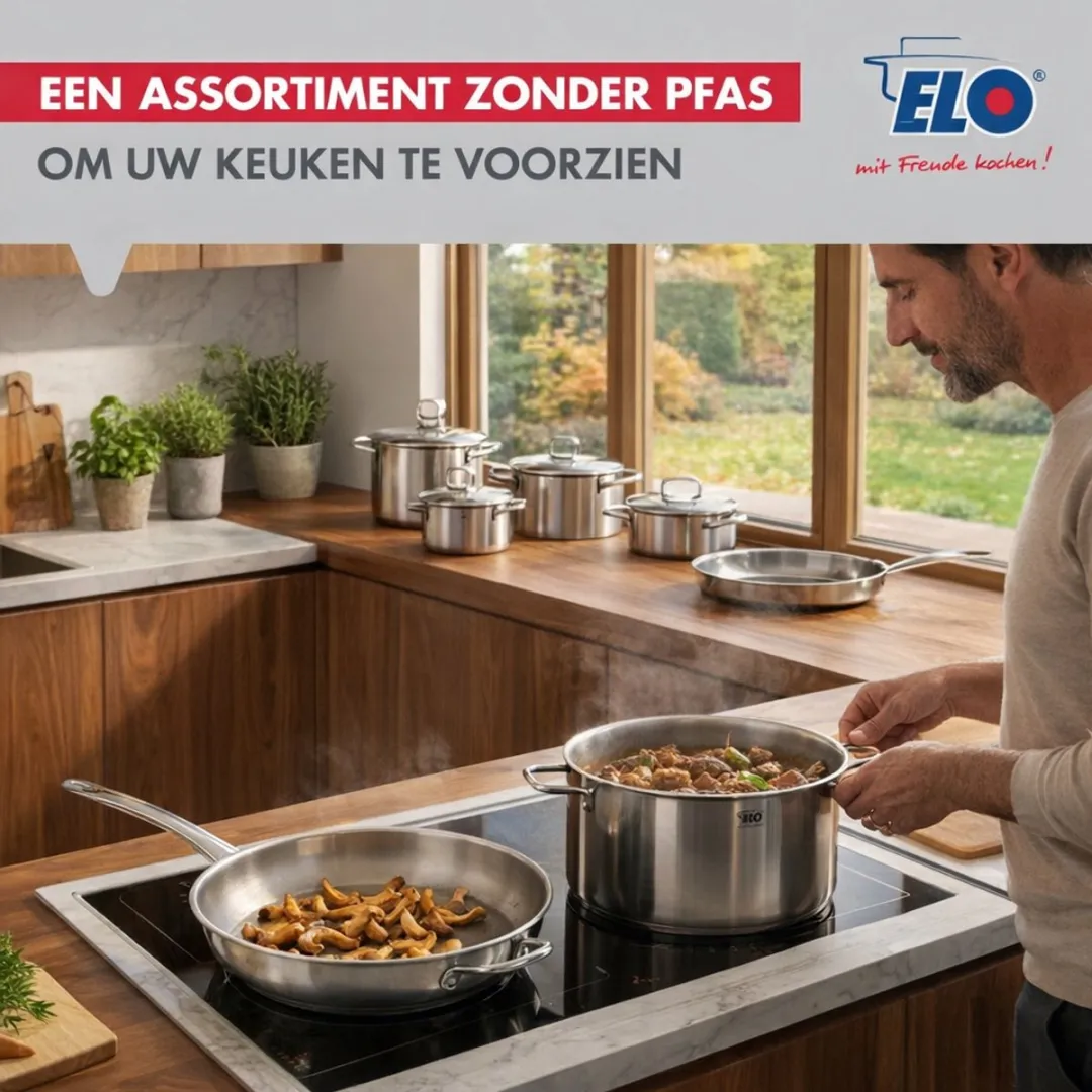 Fackelmann Elo Profi Keukengerei Set 6-delig - 2 Bakpannen 24/32cm & 4 Kookpotten 12-26cm - Inductie - Roestvrij staal