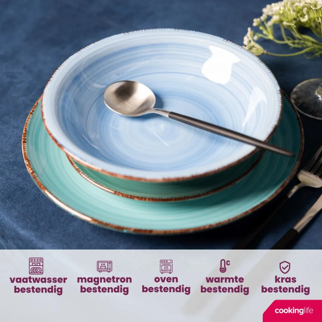 Cookinglife Diep Bord Delice Blue - 6 Stuks ø 21cm