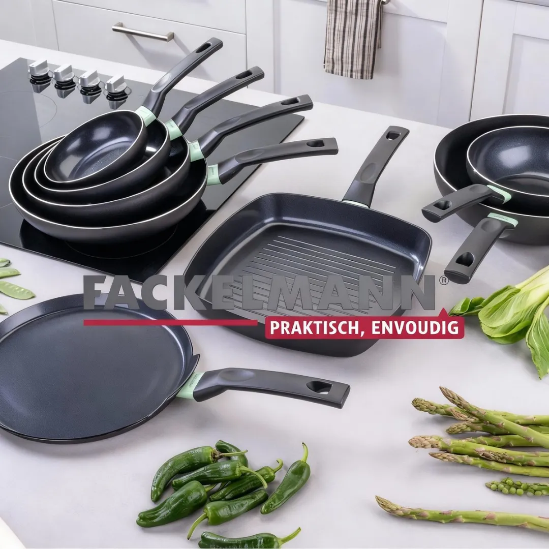 Fackelmann 9428750 Bakset Antiaanbak - 20cm - Zwart/ Groen - 6 Stuks