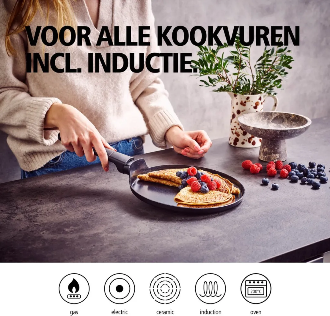 Brabantia VANTA Pannenkoekenpan 24cm - Keramisch Antiaanbak - Inductie - Zwart - afbeelding 6 van 6