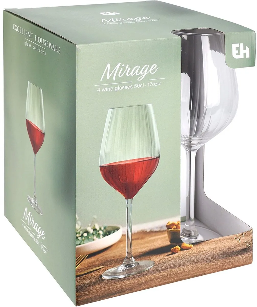 Excellent Houseware Wijnglazen 490ml - 4 Stuks Transparant