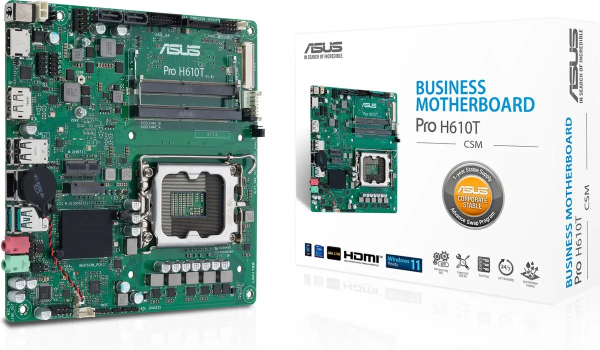 ASUS PRO H610T-CSM H610 Thin Mini ITX - LGA 1700
