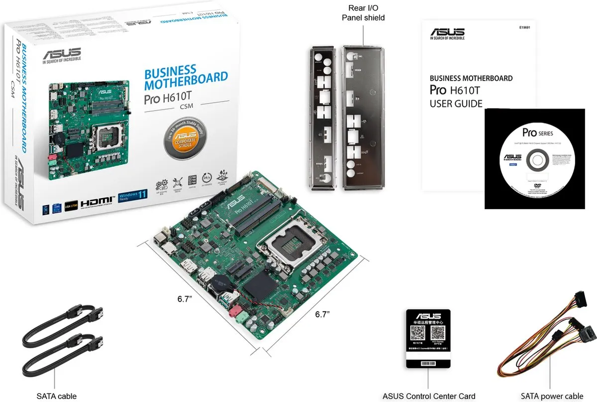 ASUS PRO H610T-CSM H610 Thin Mini ITX - LGA 1700