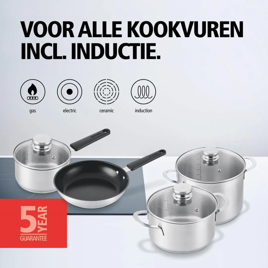 Brabantia Enjoyment Pannenset 4-delig RVS - Grijs