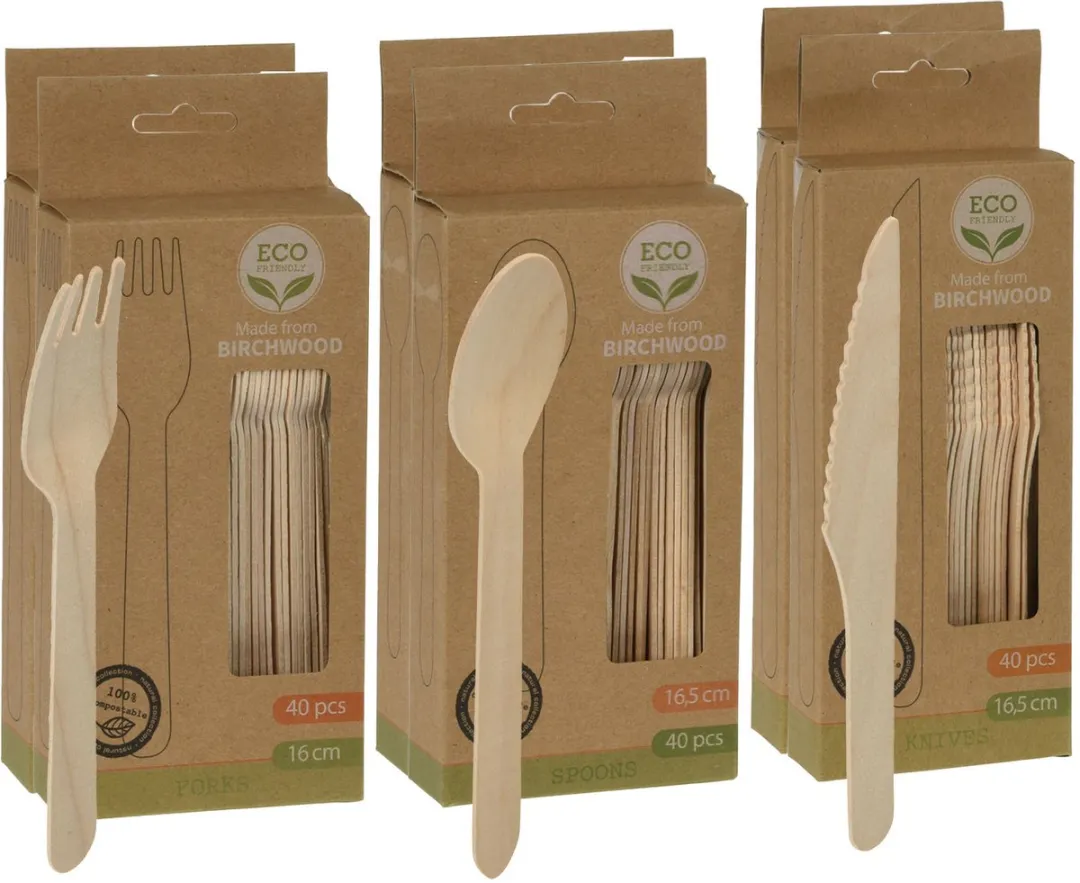 Excellent Houseware Wegwerp Bestek 240-delig - 16cm - Beige