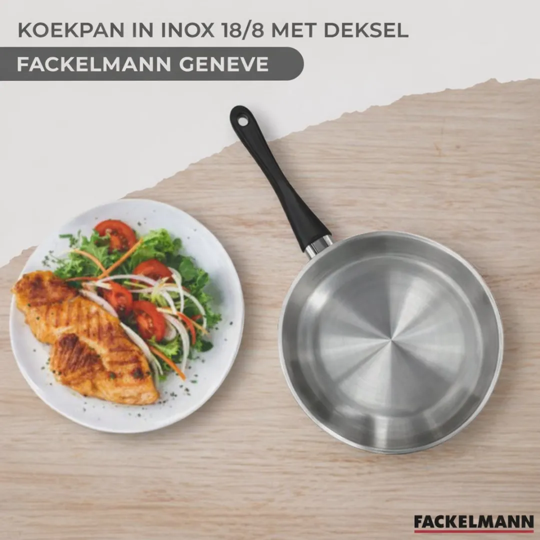 Fackelmann 9441650 Koekenpan 24cm - Roestvrij staal/Zwart