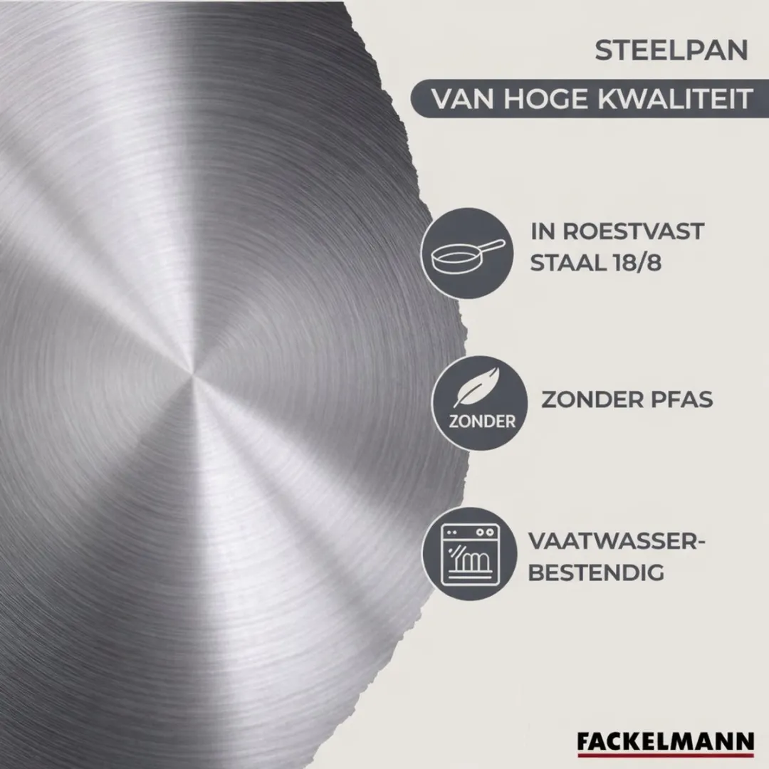 Fackelmann 9356150 Set Kookpannen 16/20/24cm - 3 Stuks - Roestvrij staal & Glas