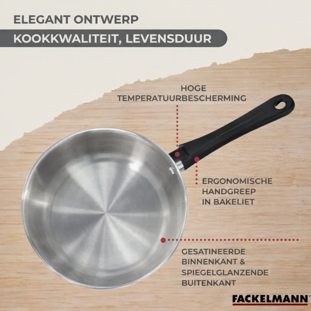 Fackelmann 9356150 Set Kookpannen 16/20/24cm - 3 Stuks - Roestvrij staal & Glas