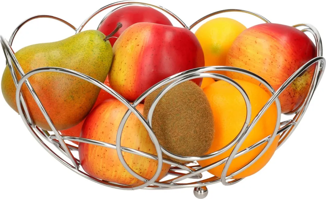 Excellent Houseware Ronde Fruitschaal - Zilver 26x13cm