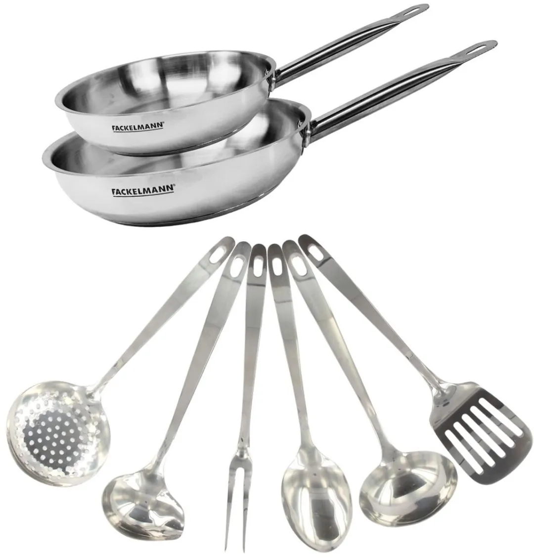 Fackelmann 9439750 Set Roestvrijstalen Pannen 24+28cm - 6-delig