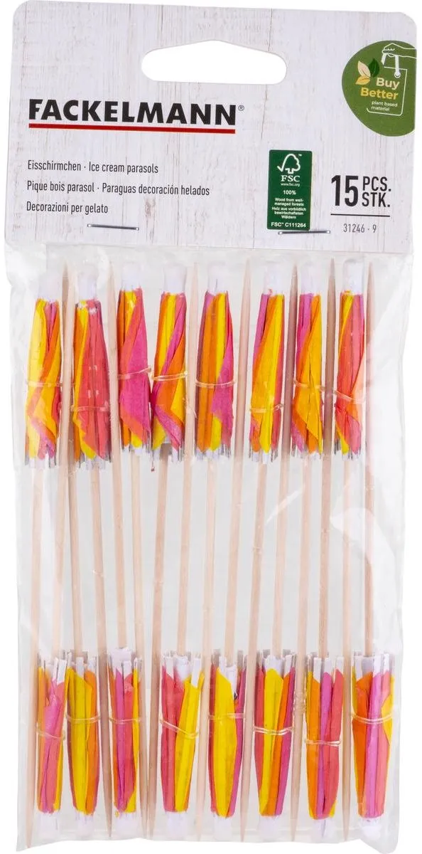 Fackelmann 31246 Cocktailprikkers - 15 Stuks - Multicolor - 15 cm