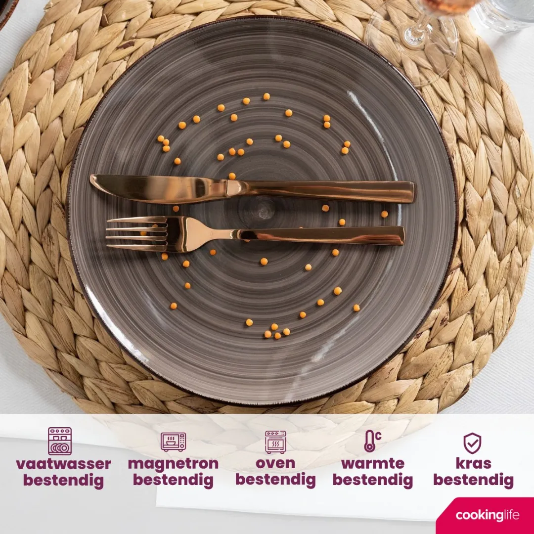 Cookinglife Delice Dinerborden - 6 Stuks Ø26,5cm - Grijs