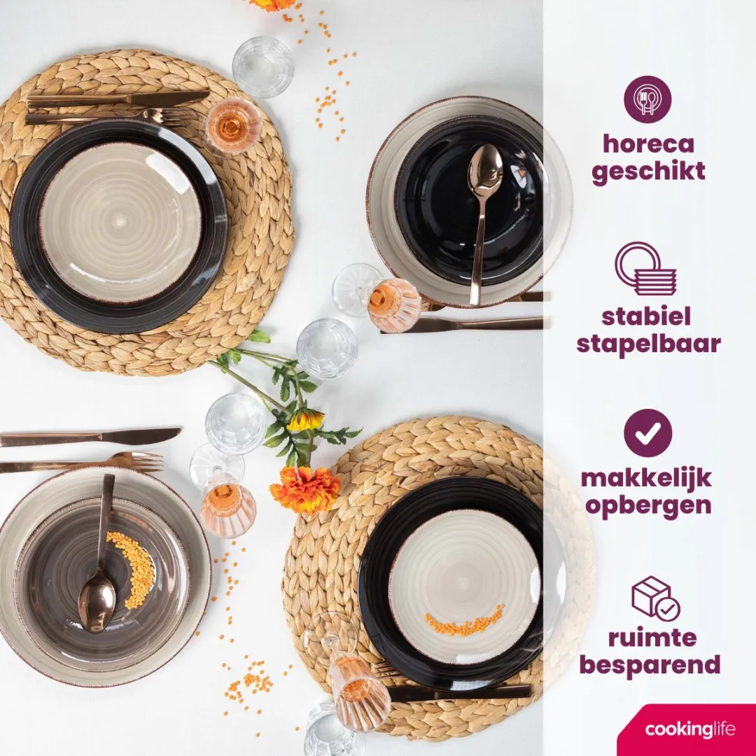 Cookinglife Delice Dinerborden - 6 Stuks Ø26,5cm - Grijs