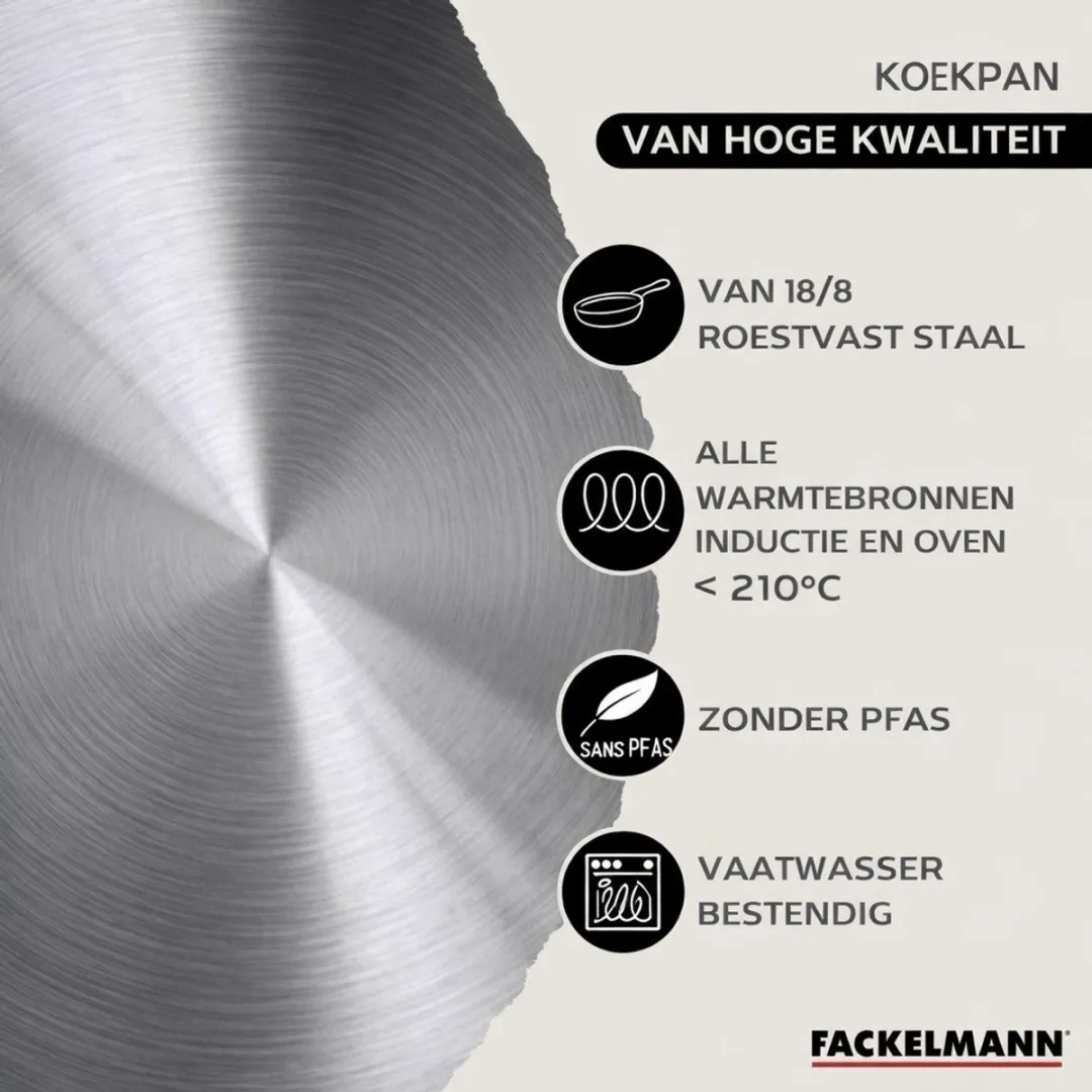 Fackelmann 9438950 Set Roestvrijstalen Pan 24cm - 6 Hulpmiddelen